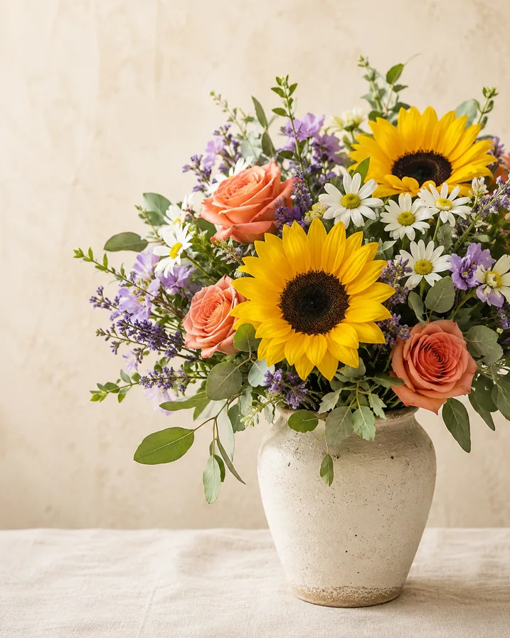 Ramo alegre con girasoles para celebrar una graduación