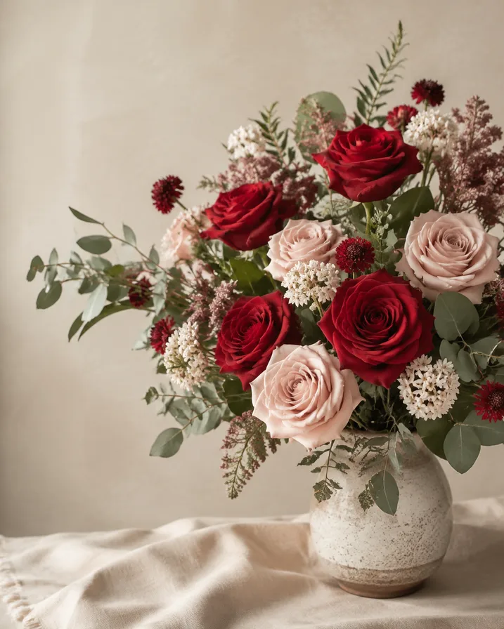Ramo de rosas rojas y rosadas para San Valentín
